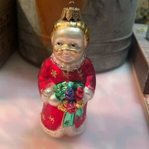 Mrs Claus Blown Glass Ornament